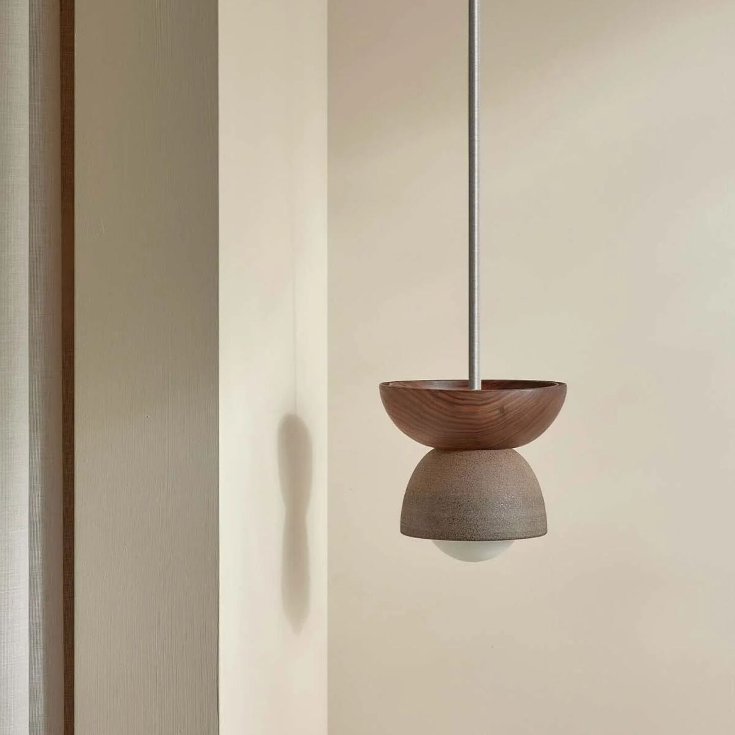 Terra 00 Pendant Light - Solid Rod Clay, Walnut, Brushed Nickel